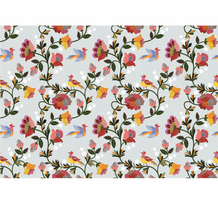 Farverigt blomstermønster fototapet blomster - TenStickers