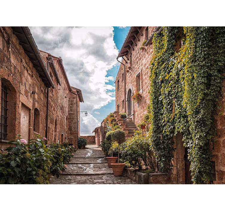 Charmerende italiensk gade fototapet af byer - TenStickers