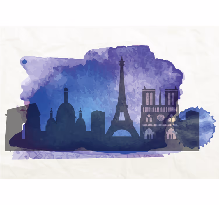 Silhuet af paris' skyline fototapet af byer - TenStickers