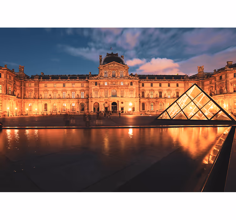 Fototapet af byer louvre pyramide nat - TenStickers