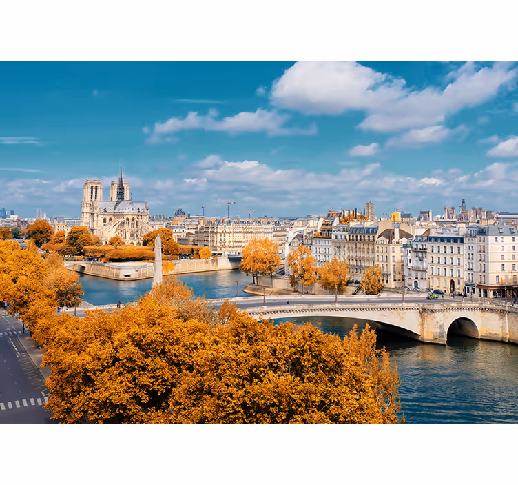 Paris fototapet notre dame efterårsudsigt - TenStickers