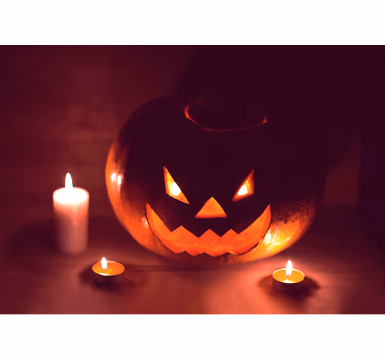 Skræmmende græskarglød halloween fototapet - TenStickers