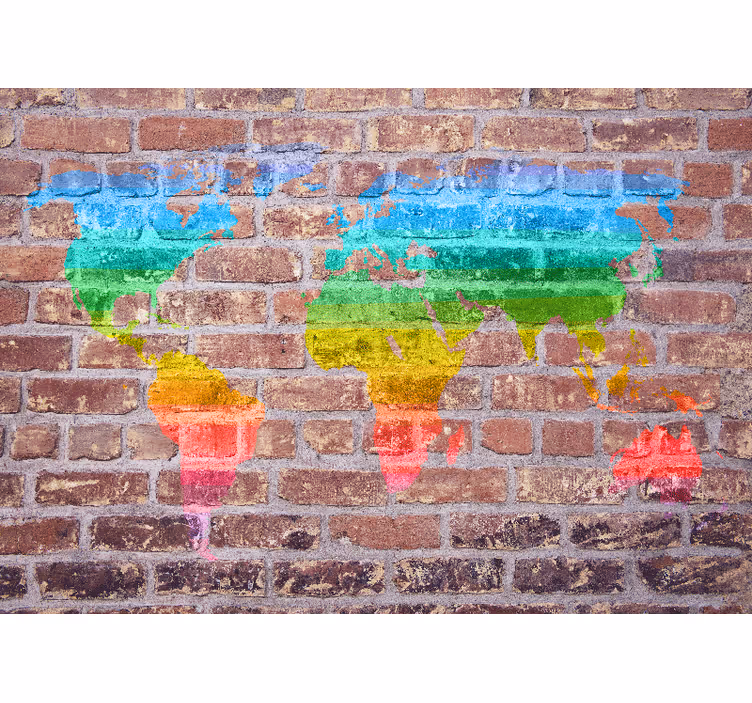 Fototapet verdenskort farverigt geografisk billede - TenStickers