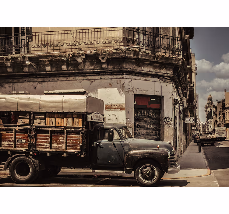 Fototapet af byer vintage lastbil gade - TenStickers