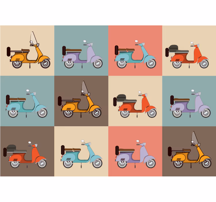 Retro scooter mønster fototapet køretøj - TenStickers