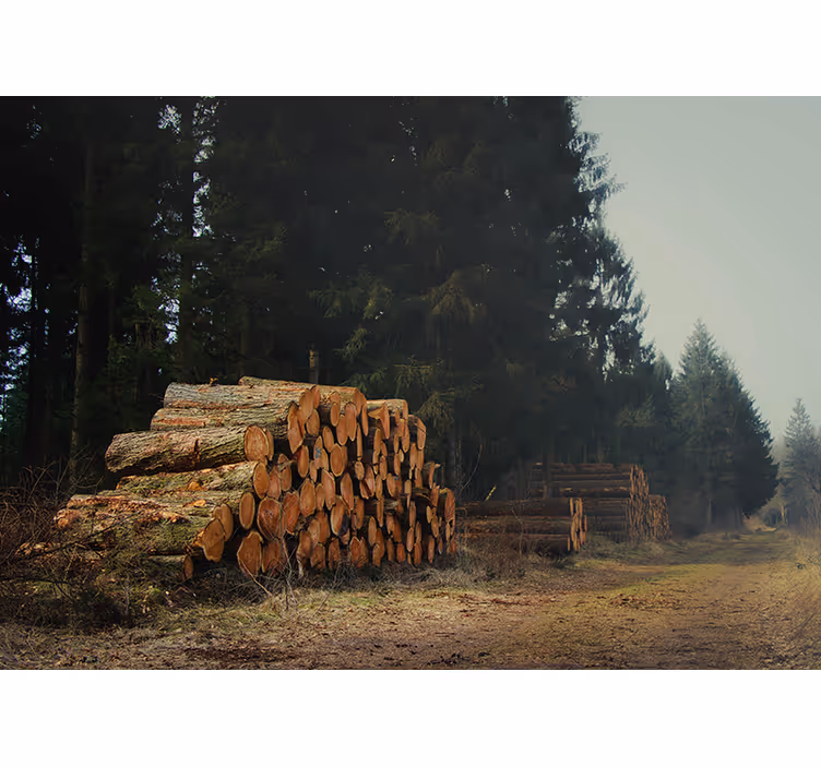 Skov logs bunke fototapet - TenStickers