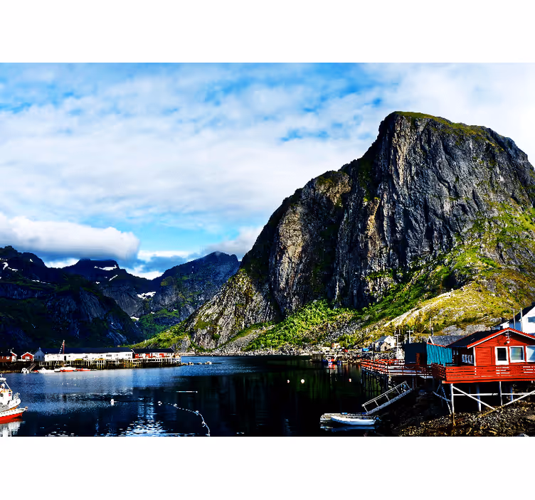 Landskab fototapet bjergkyst scene - TenStickers