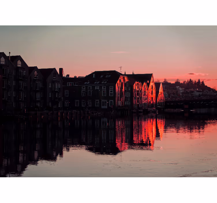 Reflekterende kanalhuse fototapet af byer - TenStickers