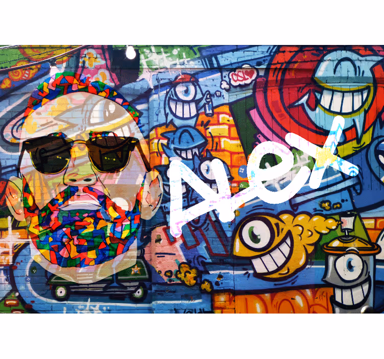 Personlig grafitti mand og monstre fototapet - TenStickers
