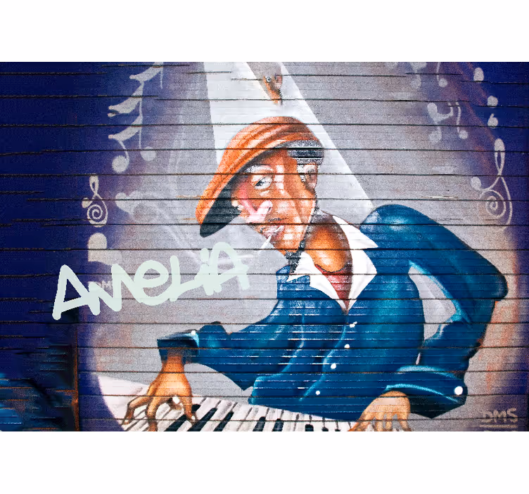 Musiker med hat graffiti fototapet - TenStickers