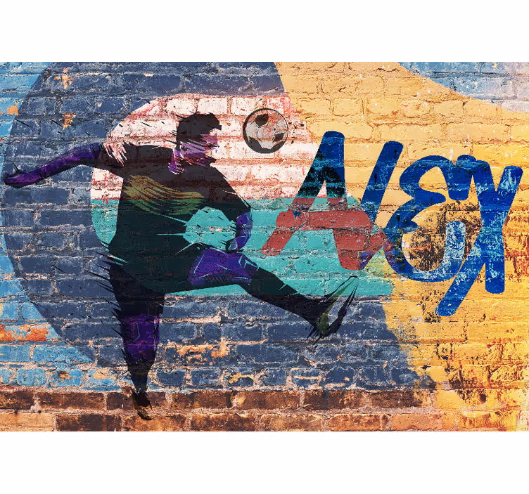 Graffiti fototapet fodboldspiller i aktion - TenStickers