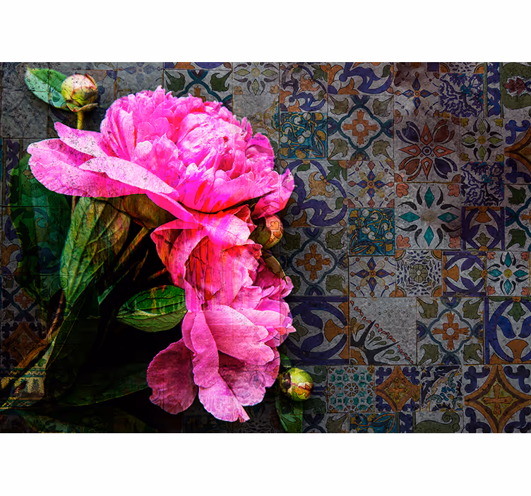 Pæon blomsterdetalje valmue fototapet - TenStickers