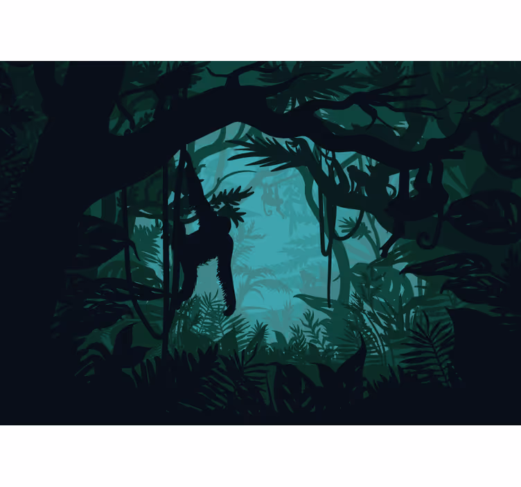 Levende junglelandskab fototapet jungle - TenStickers