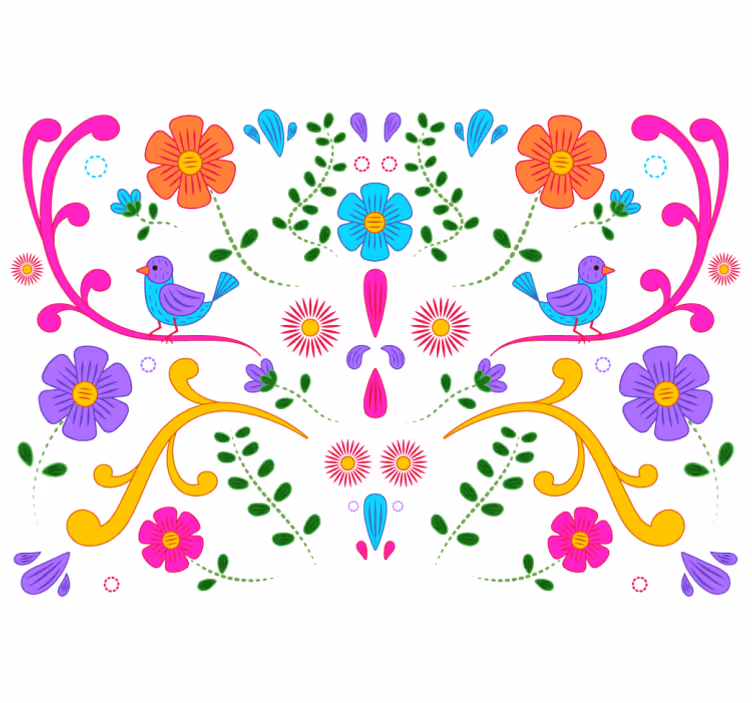 Farverigt blomsterdesign solsikke fototapet - TenStickers