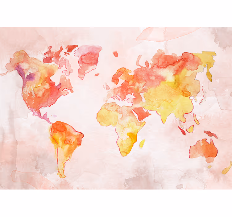 Fototapet verdenskort akvarel globalt kort - TenStickers