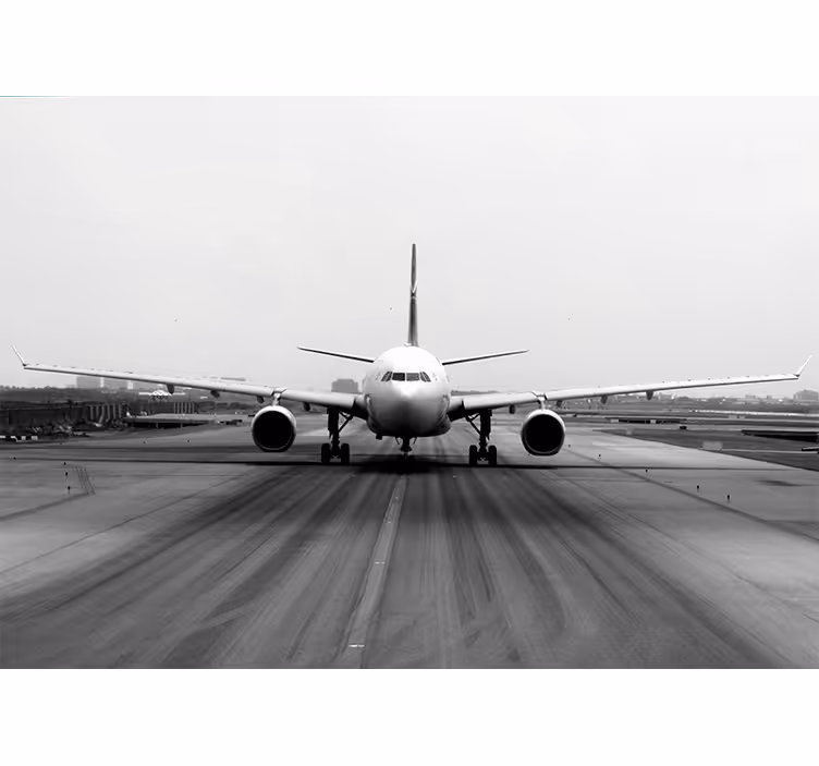 Udsigt over landingsbanen på et fly fototapet køretøj - TenStickers