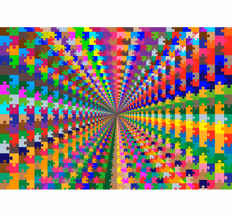 Puslespil eksplosion 3d fototapet - TenStickers