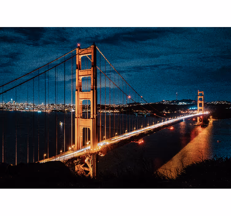 Fototapet af byer golden gate bridge om natten - TenStickers