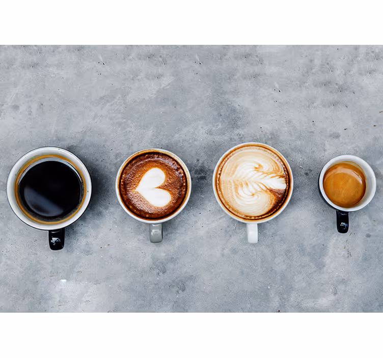 Fire forskellige kaffe fototapet til køkken - TenStickers