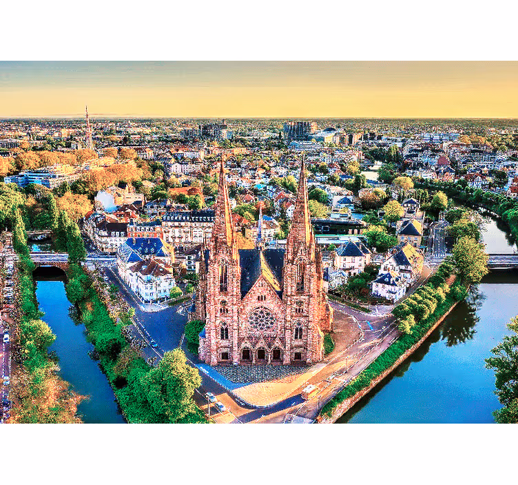 Luftfoto af katedralen fototapet af byer - TenStickers