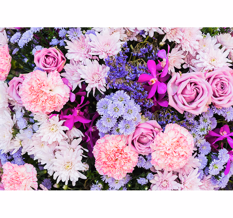 Lyserøde lilla blomster fototapet - TenStickers