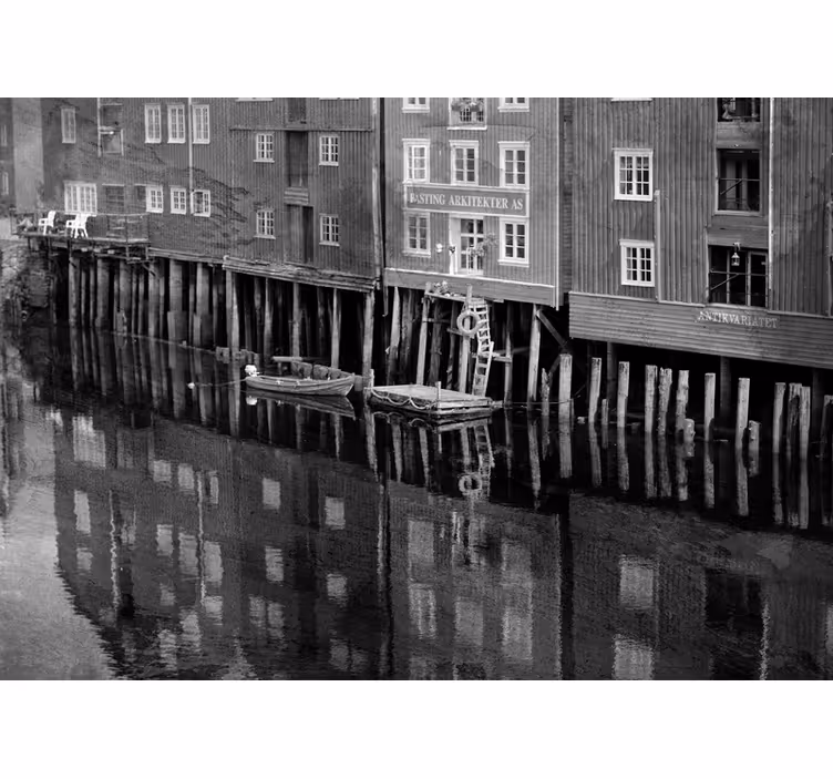 Fototapet af byer historisk havne refleksion - TenStickers