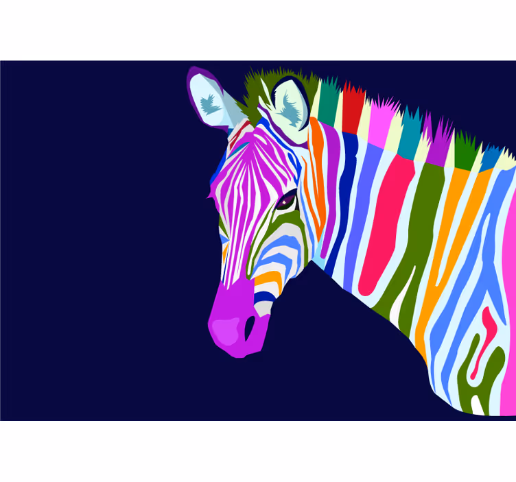 Flerfarvet zebra fototapet dyr - TenStickers