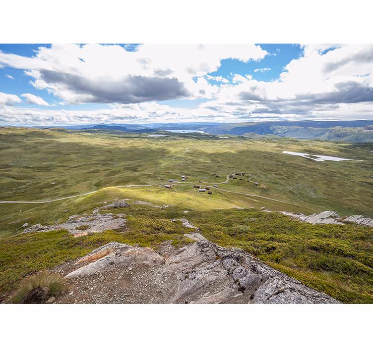 Landskab fototapet bjergrig grøn udsigt - TenStickers