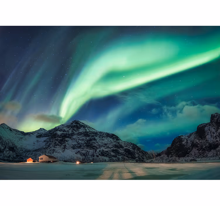 Nordlys om vinteren natur fototapet - TenStickers