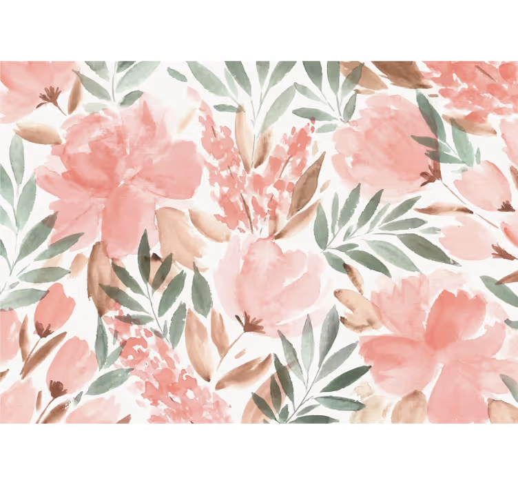 Illustreret forskellige blomster fototapet - TenStickers