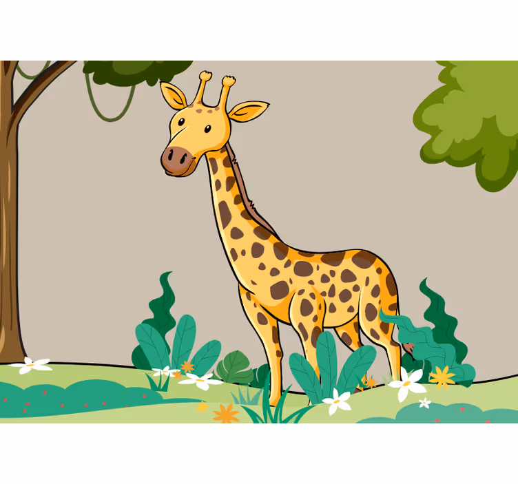 Fototapet dyr legesyg girafscene - TenStickers