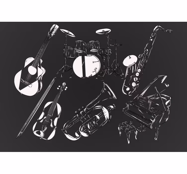 Fototapet musik instrumenter samling - TenStickers