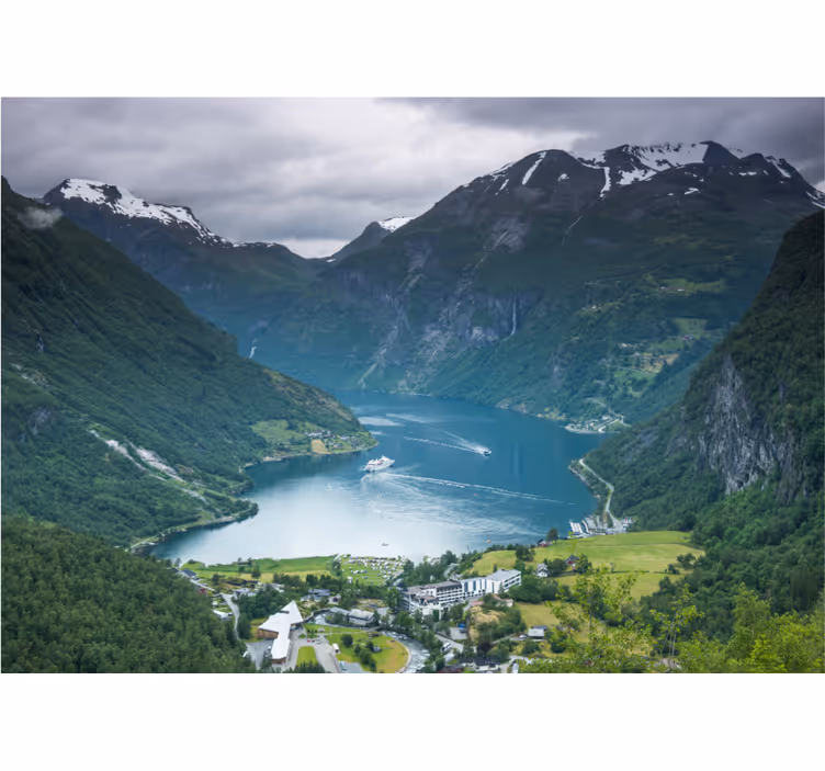 Landskab fototapet med betagende fjordudsigt - TenStickers