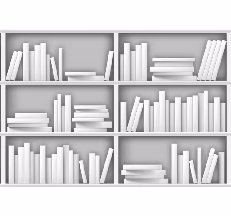 Hvide bibliotekshylder moderne fototapet - TenStickers