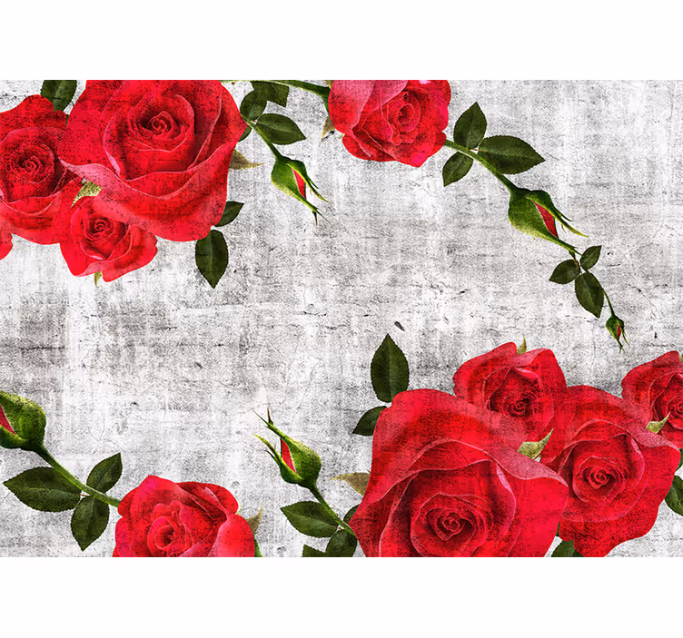 Fototapet blomster rød rose arrangement - TenStickers