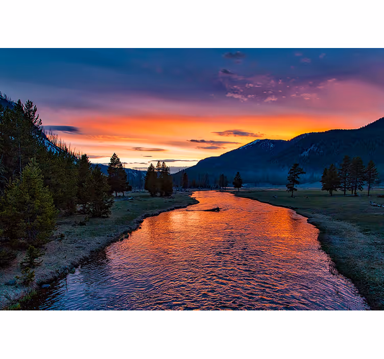Sunset river vista landskab fototapet - TenStickers