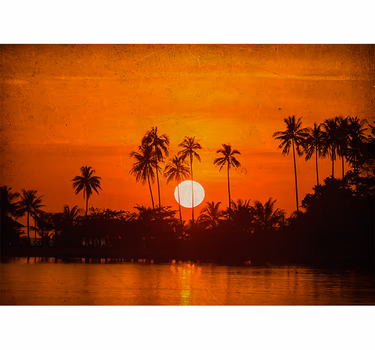 Orange tropisk solopgang natur fototapet - TenStickers