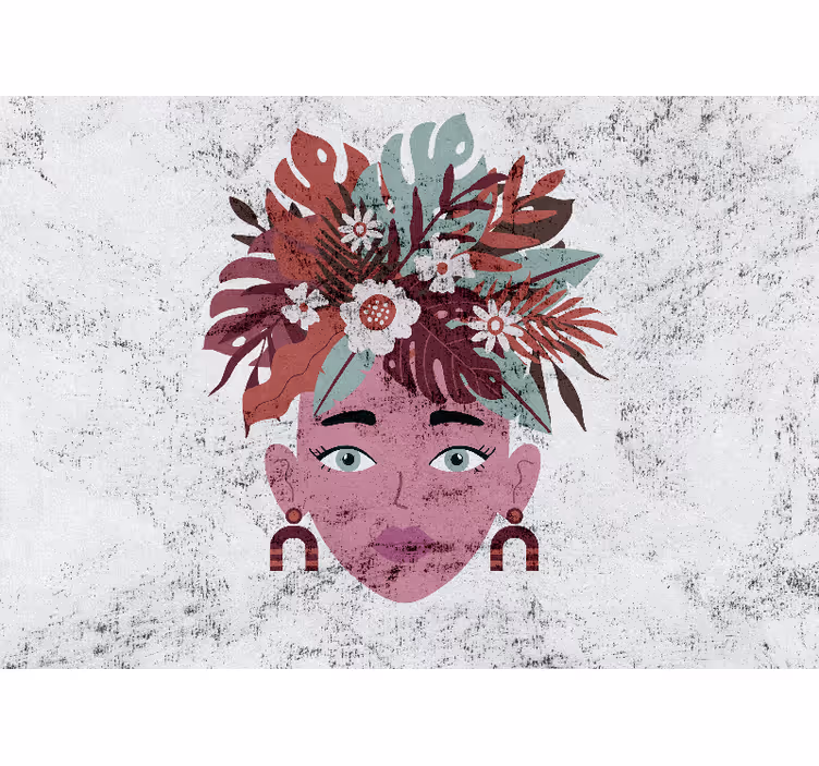 Fototapet med folk styliseret blomsterhoved - TenStickers
