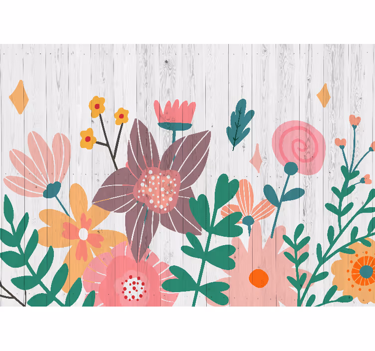 Fototapet blomster farverigt kunstværk - TenStickers