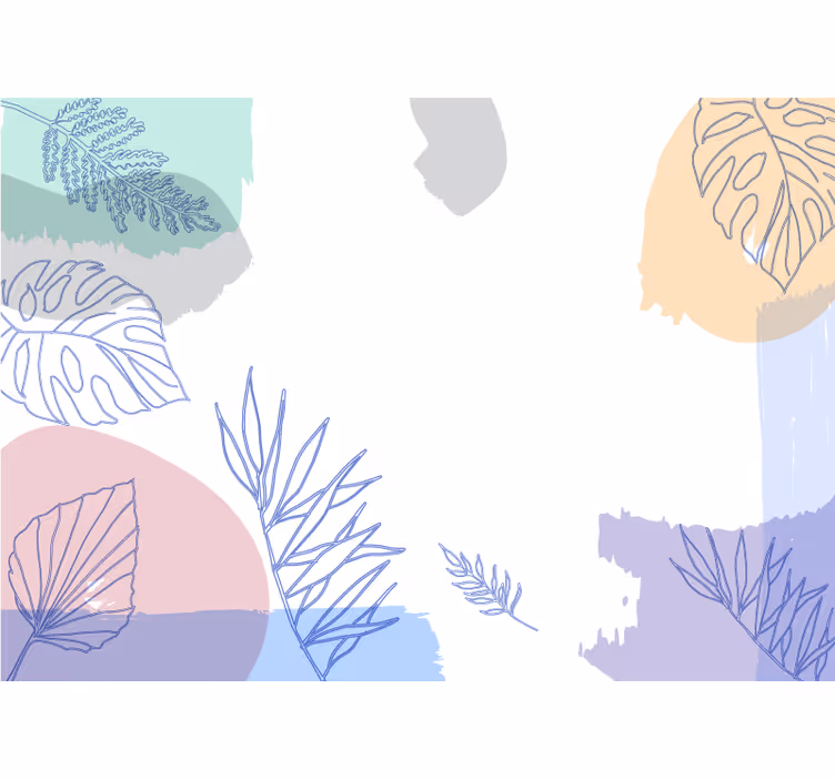 Natur fototapet med bladede geometriske former - TenStickers