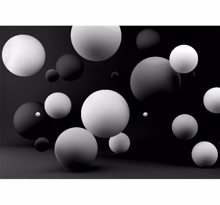 Hvid kugle sort baggrund 3d fototapet - TenStickers