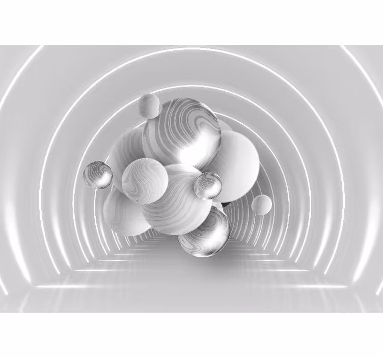 Svævende cirkulære former 3d fototapet - TenStickers