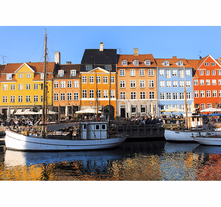 Fototapet af byer livlige søhus - TenStickers