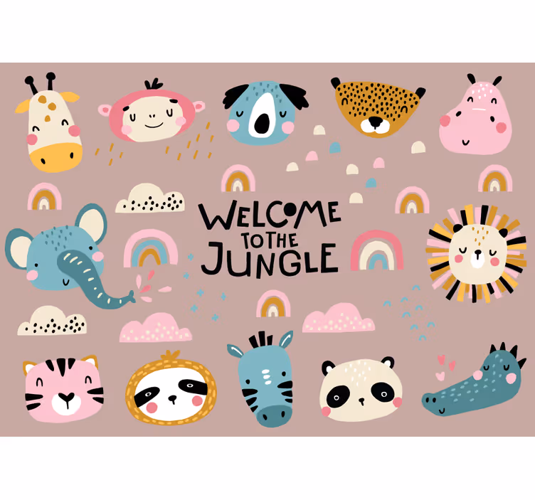 Fototapet dyr søde jungle dyr - TenStickers