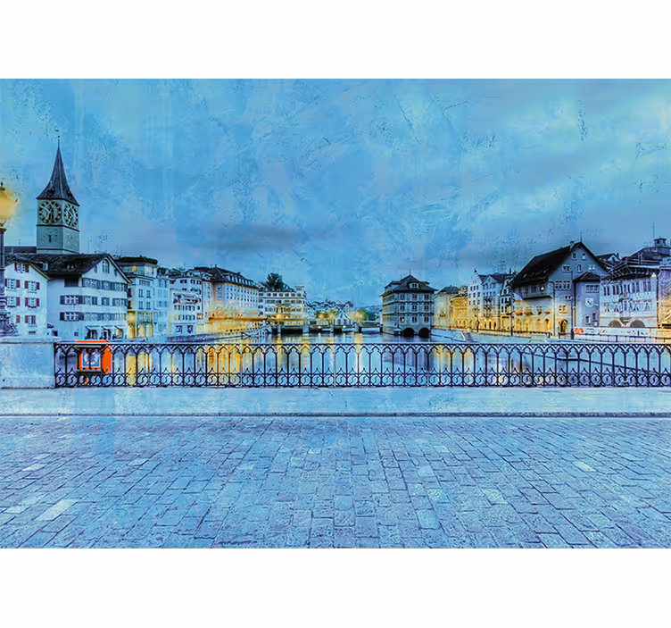Fototapet af byer zürichs flodudsigt - TenStickers