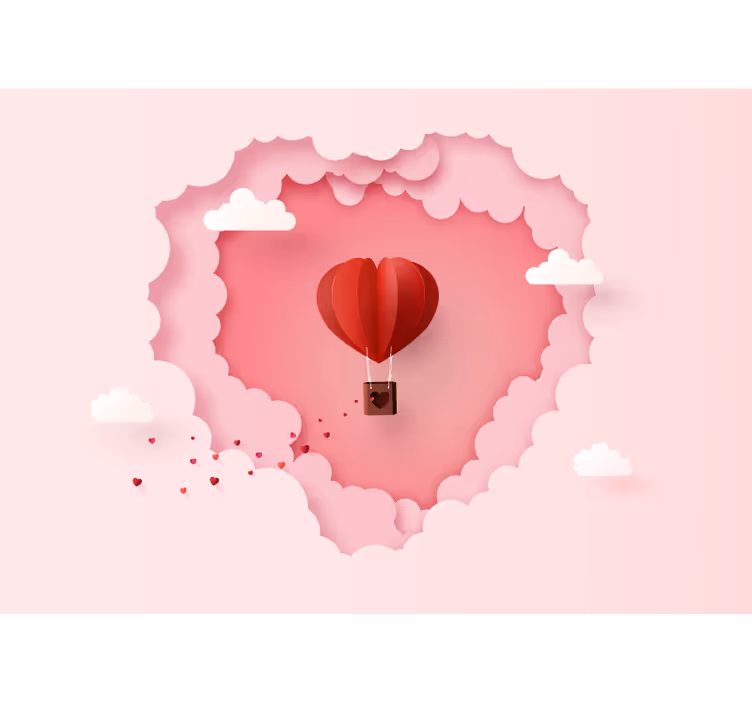 Kærlighed fototapet hjerte luftballon - TenStickers