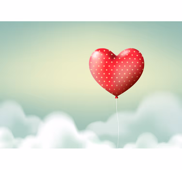 Kærlighed fototapet hjerteballon - TenStickers