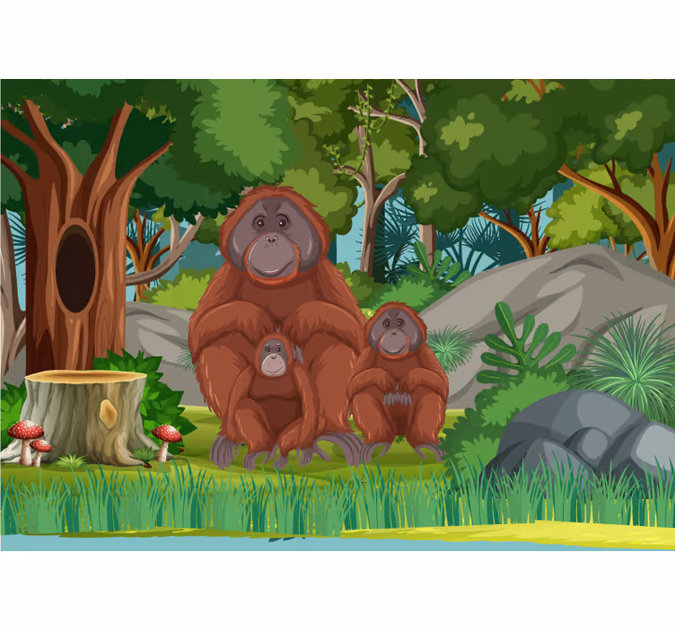 Naturlig jungle og dyr landskab fototapet - TenStickers