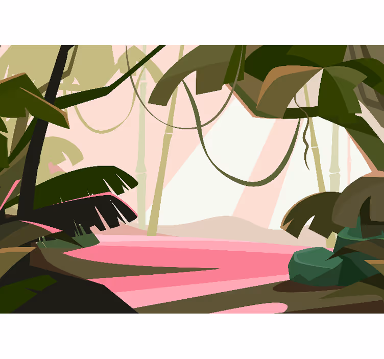 Fototapet jungle frodig tropisk scene - TenStickers