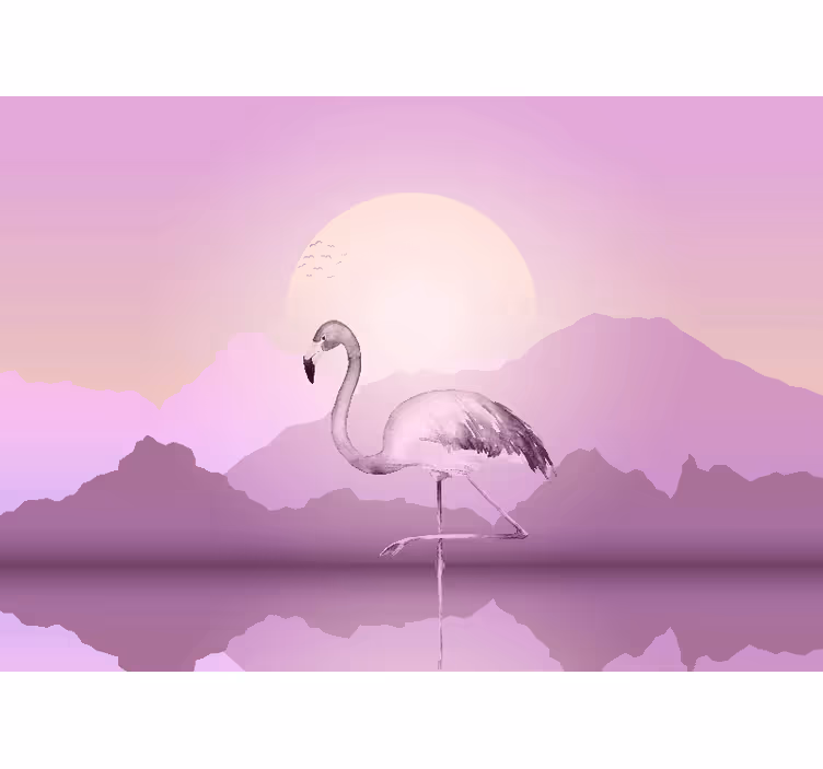 Fototapet dyr elegant flamingo silhuet - TenStickers